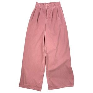Halara Wide Leg Pants Womens XS Plum Pink Denim Elastic Waist Pleated